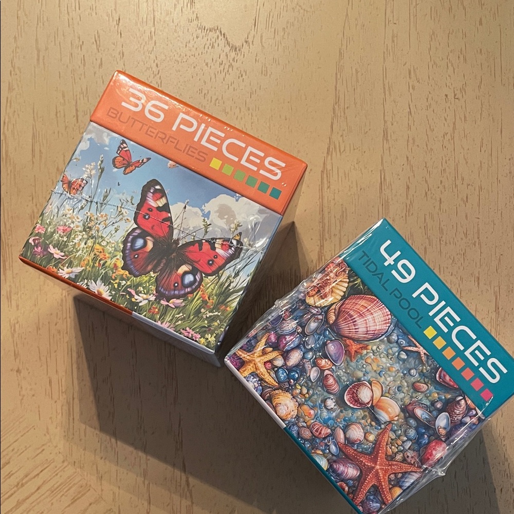 Outset Media Mini Puzzle Set • Butterflies & Tidal Pool • NWT (lot of 2)